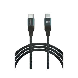 Rofee 60W C Type to C Aluminum Alloy Smart & Fast Nylon Data Cable 1.2M Black (505-C)