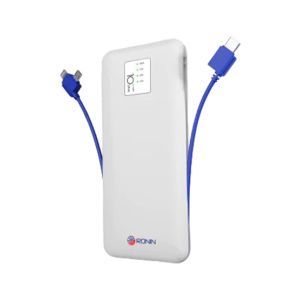 Ronin 10000 Mah 3 In 1 Cable Power Bank White (R-73)