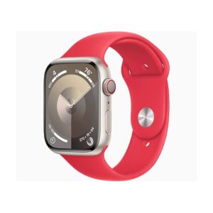 Apple Watch Series 9 Starlight Aluminum Case With Sport Band-GPS-45 mm-Red