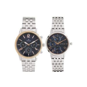Titan Analog Couple's Watch Silver (17342569KM01)