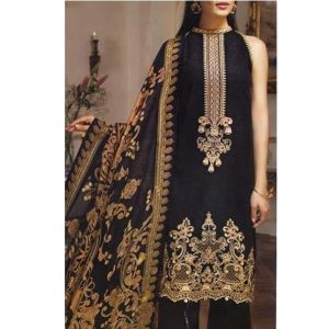 Waqas inc Embroidery Unstitched Lawn 3 Piece Suit (0024)