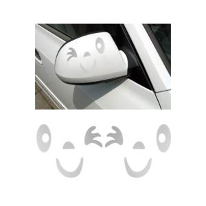 Wish Hub Smiling Blink Winks Face Car Sticker Silver