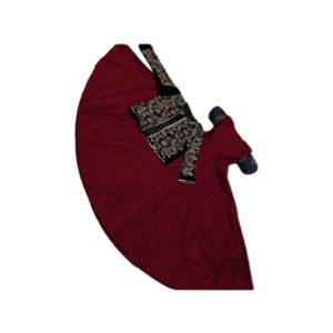 Zamzam 2pc Embroidered Maxi Dress For Women-Mehroon