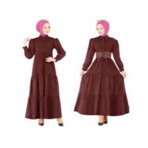 ZamZam Turkish Patchwork Maxi For Women-Brown