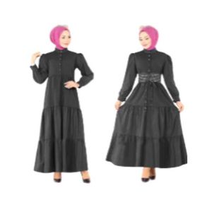 ZamZam Turkish Patchwork Maxi For Women-Dark Grey