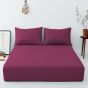 iShopping - Maguari Luxury Cotton Fitted Single Bed Sheet With Pillow Cover Burgundy