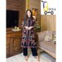 iShopping - Bjm Generic Embroidered Full Heavy Gown With Sleeveless Inner And Trouser 3-Pec Suit-Black
