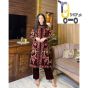 iShopping - Bjm Generic Embroidered Full Heavy Gown With Sleeveless Inner And Trouser 3-Pec Suit-Black
