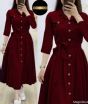 iShopping - Pista Collection Stylish Front Dori Coat Style-Maroon