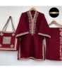iShopping - Pista Collection Shirt, Plazoo and Handbag-Mahroon