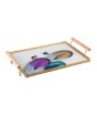 iShopping - Easy Shop Frame Glass Serving Tray With Golden Metal Handle