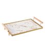 iShopping - Easy Shop Frame Glass Serving Tray With Golden Metal Handle