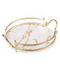 iShopping - Easy Shop Fringe Frame Round Glass Serving Tray With Golden Metal Handle