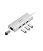 iShopping - Baseus PortalJoy 4-Port Type-C To USB 3.0 3+RJ45 1 HUB Adapter Frost Silver
