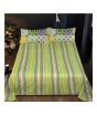 iShopping - Maguari Stripe Design Double Bed Sheet Green (0356)