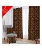 iShopping - Maguari Taffeta Embriodery Curtain With Cushion Cover 2 Pcs Brown Flower