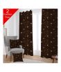 iShopping - Maguari Taffeta Embriodery Curtain With Cushion Cover 2 Pcs Dark Brown