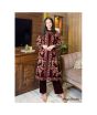iShopping - Pista Collection Embroidered Gown With Sleeveless Inner And Trouser 3 Piece Suit For Women - One Size-Maroon