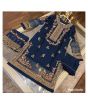 iShopping - Pista Collection Embroidery with Embroidered Dupatta 3 Piece Suit For Women - One Size-Navy Blue