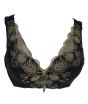 iShopping - Purple Bag Fancy Golden Net Lace Wireless Double Padded Full Coverage Bra (0019)
