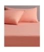 iShopping - Rainbow Linen Jersey Fitted Bed Sheet King Size Coral (RHP127)