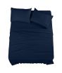 iShopping - Rainbow Linen Jersey Fitted Bed Sheet King Size Navy Blue (RHP226)