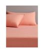 iShopping - Rainbow Linen Jersey Fitted Bed Sheet Queen Size Coral (RHP117)
