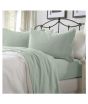 iShopping - Rainbow Linen Jersey Fitted Bed Sheet Queen Size Green (RHP112)