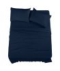 iShopping - Rainbow Linen Jersey Fitted Bed Sheet Queen Size Navy Blue (RHP115)