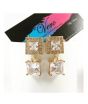 iShopping - Vero by Sania Gold Plated Zircon Square Earring Crystal White (E-255W)