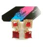 iShopping - Vero by Sania Gold Plated Zircon Square Earring Red (E-255R)