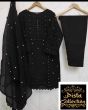iShopping - Pista Collection 3pcs Embroidery Shirt Attached & Embroidered Dupatta-Black